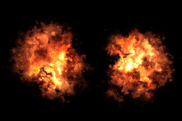 Fototapeta na wymiar Fire effect with particles , sparkles, flame and light on black background. Burning orange red hot hell, realistic isolated