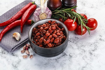 Red canned beans in the bowl