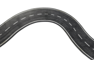 Asphalt road isolated on transparent background, top view