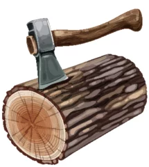 Foto auf Acrylglas Vector graphic of an axe and a log of wood. © GraphicsRF