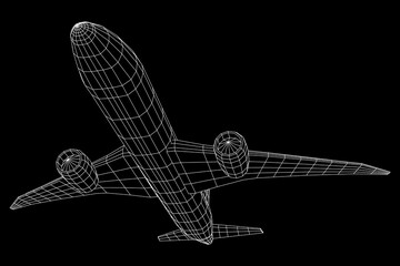 Airplane. Abstract airliner. Wireframe vector illustration