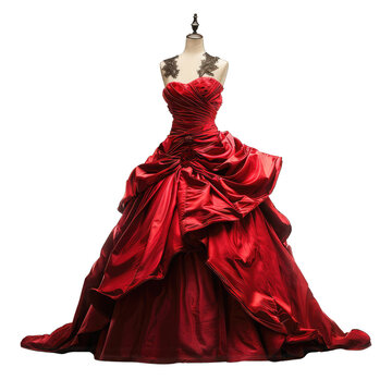 Fashion red dress wedding on mannequin on Transparent Background