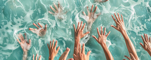 Iconic representation of help and support hands reaching out amidst a sea of FAQs a symbol of assistance and guidance