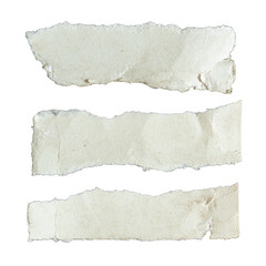 Set of torn old long white papers with jagged edges