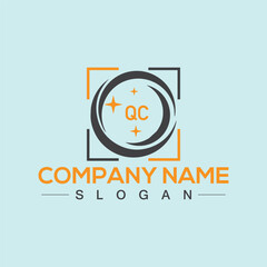 Initial monogram letter QC logo design template for branding
