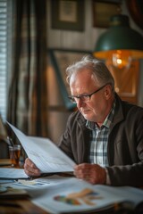 Fototapeta premium Business executive reviewing financial reports and charts in their office, making critical decisions to drive company growth, Generative AI1