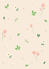 Pattern vector illustration of pink and white flowers.