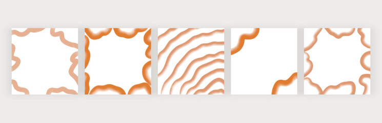 Orange watercolor lines paint cards. Retro groovy vector design
