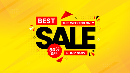 Sale Banner vector template. Offer Sale label and discounts background. Discount Promotion marketing poster design for web and Social.