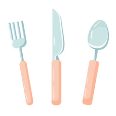 Utensils. Fork,spoon,knife.  Flat design. Vector illustration. 