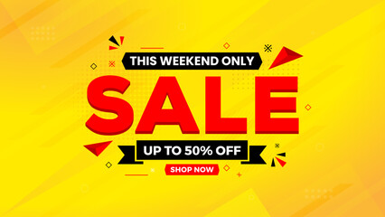 Sale Banner vector template. Offer Sale label and discounts background. Discount Promotion marketing poster design for web and Social.