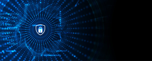 Cyber security and information or network protection. Future technology web services for business and internet project