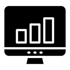 Financial analytic chart graphs on computer monitor dashboard flat icon