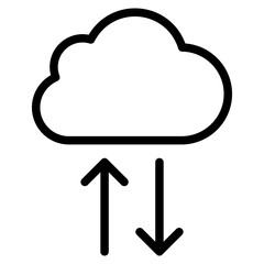 cloud with arrow line icon. Upload and download cloud arrow vector symbols. Clouds with arrows up and down