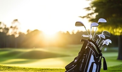 The Masters: A Collection of Golf Clubs on a Lush Green Fairway