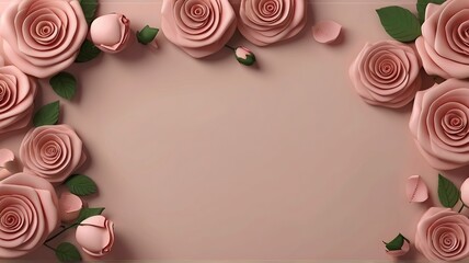 Abstract 3d beautiful Pink Rose with Red 3d rose flowers background
