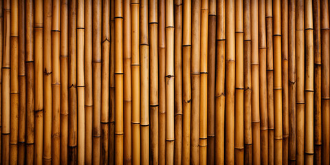 A wall of bamboo that is made up of many different textures.