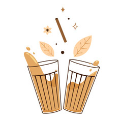 Indian hot drink vector. Indian chai icon. Chai is Indian drink. Kerala tea shop illustration vector eps. Indian Kerala roadside. Kerala tea shop line drawing. Kerala Old.