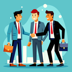 Manager Shaking Hand in Office: Symbolizing Successful Cooperation and Collaboration - Business Vector Illustration