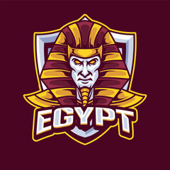 Vector Illustration Egyptian Warrior Head wearing traditional egyptian costume with EGYPT text Esport logo