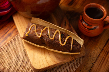 Chocolate Tamale. hispanic dish typical of Mexico and some Latin American countries. Corn dough...