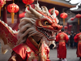 "Dance of the Dragon: A Cultural Celebration"
"Majestic Dragon Dance: A Lunar New Year Tradition"
"Vibrant Colors of the Chinese Dragon Dance"
"Mythical Grace: The Art of the Dragon Dance"
"Folklore i