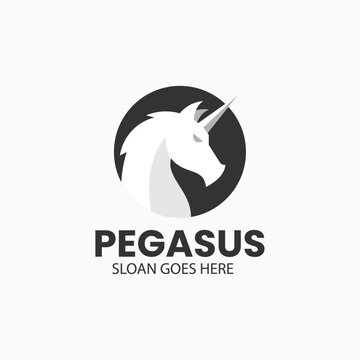 Vector Logo Illustration Pegasus Simple Mascot Style