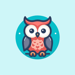 flat vector logo of a owl , flat logo of a owl 