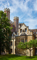Newton's Apple Tree which grows outside the entrance to Trinity College. Cambridge. United Kingdom