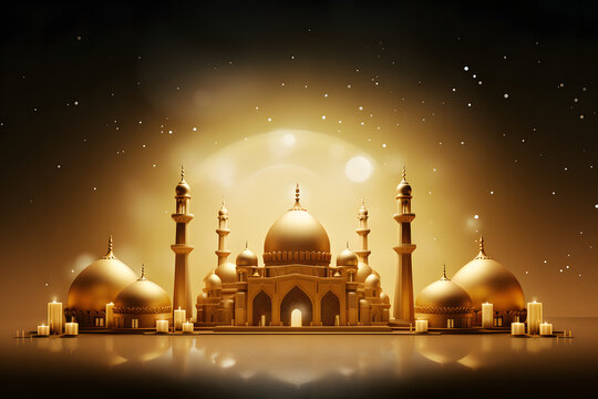 Eid poster design islamic elements golden color background