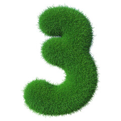 Grass Number 3 green font 3d render