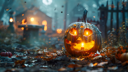 Glowing Halloween Jack-o'-Lantern Pumpkin