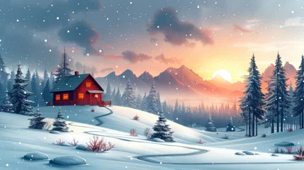 Foto op Aluminium winter christmas scene landscape for a banner or wallpaper © muza