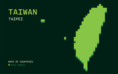 Taiwan Map Shown in Pixel Data Pattern. Icloud Countries