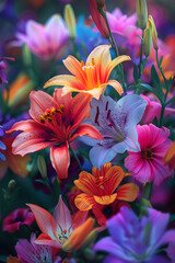 Fototapeta premium art painting of colorfull flowers
