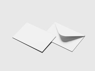 High Level White Blank Envelope Mockup 3D Render Front View and Back View Envelope