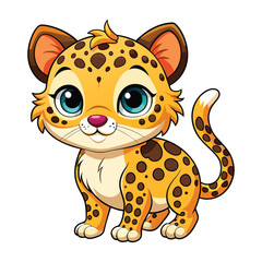 Vector of cute Cartoon baby Leopard on white.