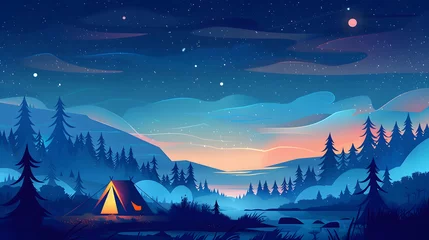  vector camping trip scene at a starry night © Davy