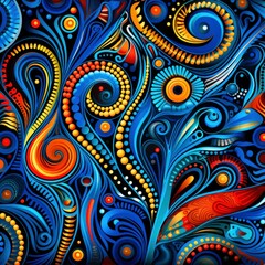 Vibrant Psychedelic Abstract Pattern with Swirling Colors.