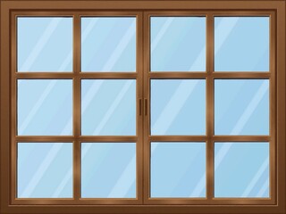西洋風のレトロな両開きの窓　A　ブラウン　ガラスあり