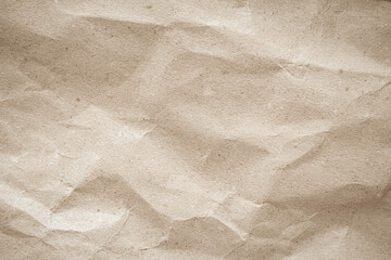 Old paper vintage texture surface for background. Recycle pale brown paper crumpled texture, Cream color recycled kraft paper texture blank with copy space for text.