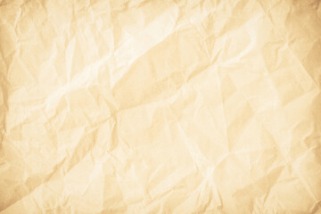 Old paper vintage texture surface for background. Recycle pale brown paper crumpled texture, Cream color recycled kraft paper texture blank with copy space for text.