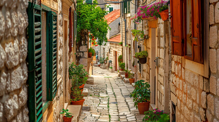 Narrow traditional streets between buildings.