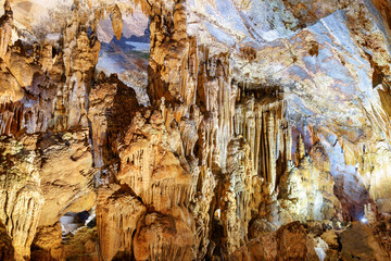 Beautiful stalagmites inside Tien Son Cave, Vietnam