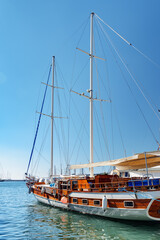Scenic view of yachts moored in Milta Bodrum Marina, Turkey
