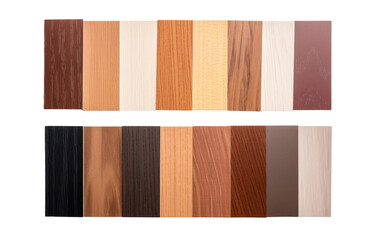Exploring a Variety of Wooden Veneer Samples A Comprehensive Collection for Your Consideration Isolated on a Transparent Background PNG.