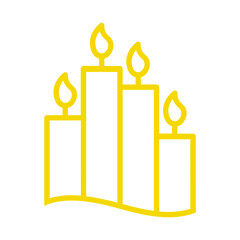 Golden Burning Candles Line Icon