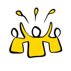 Crowd Doodle: Cheerful People at Concert or Party - Isolated Vector Illustration