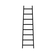 Ladder with step construction staircase vector illustration. Wood tool equipment black ladder icon...