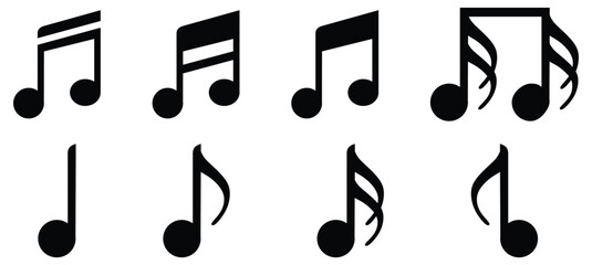 Music notes icon set, Music notes symbol, vector illustration - obrazy, fototapety, plakaty
